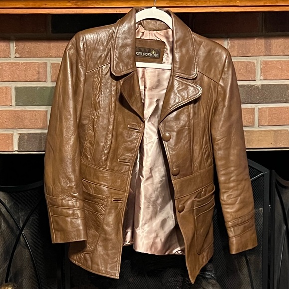 SOLD!!! M 70s 80s Vintage Californian Cognac Bohemian Leather Jacket Disco Baby! - Picture 4 of 11